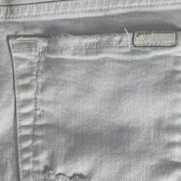7 For All Mankind White Distressed Destruction Jeans Sz 27 - Picture 4 of 11